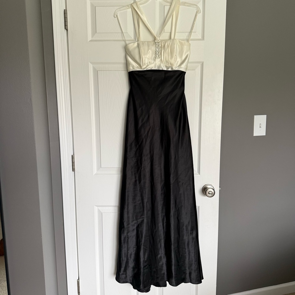 Elegant Black and White Evening Gown